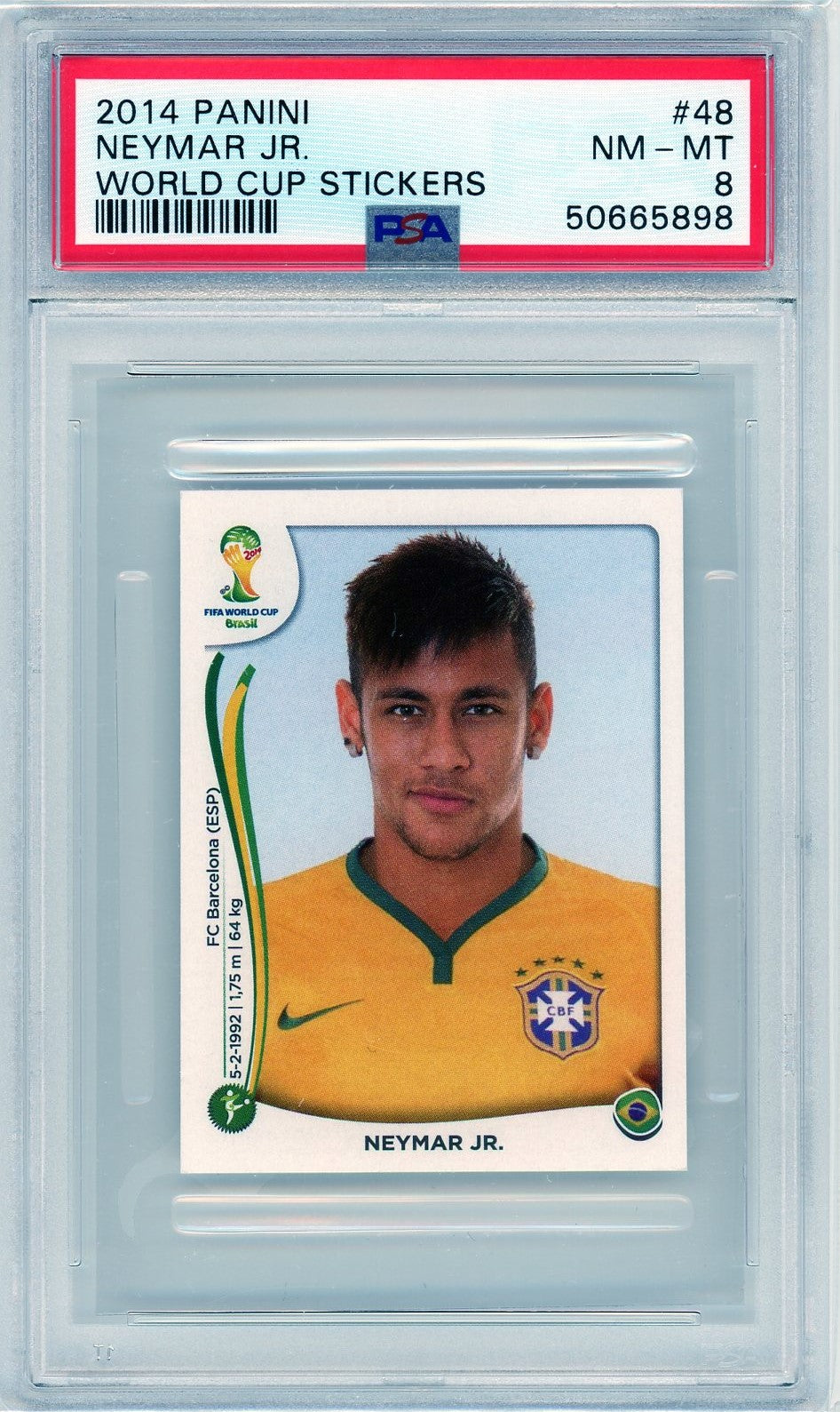 PSA 8 Neymar Junior // 2014 Panini world cup stickers