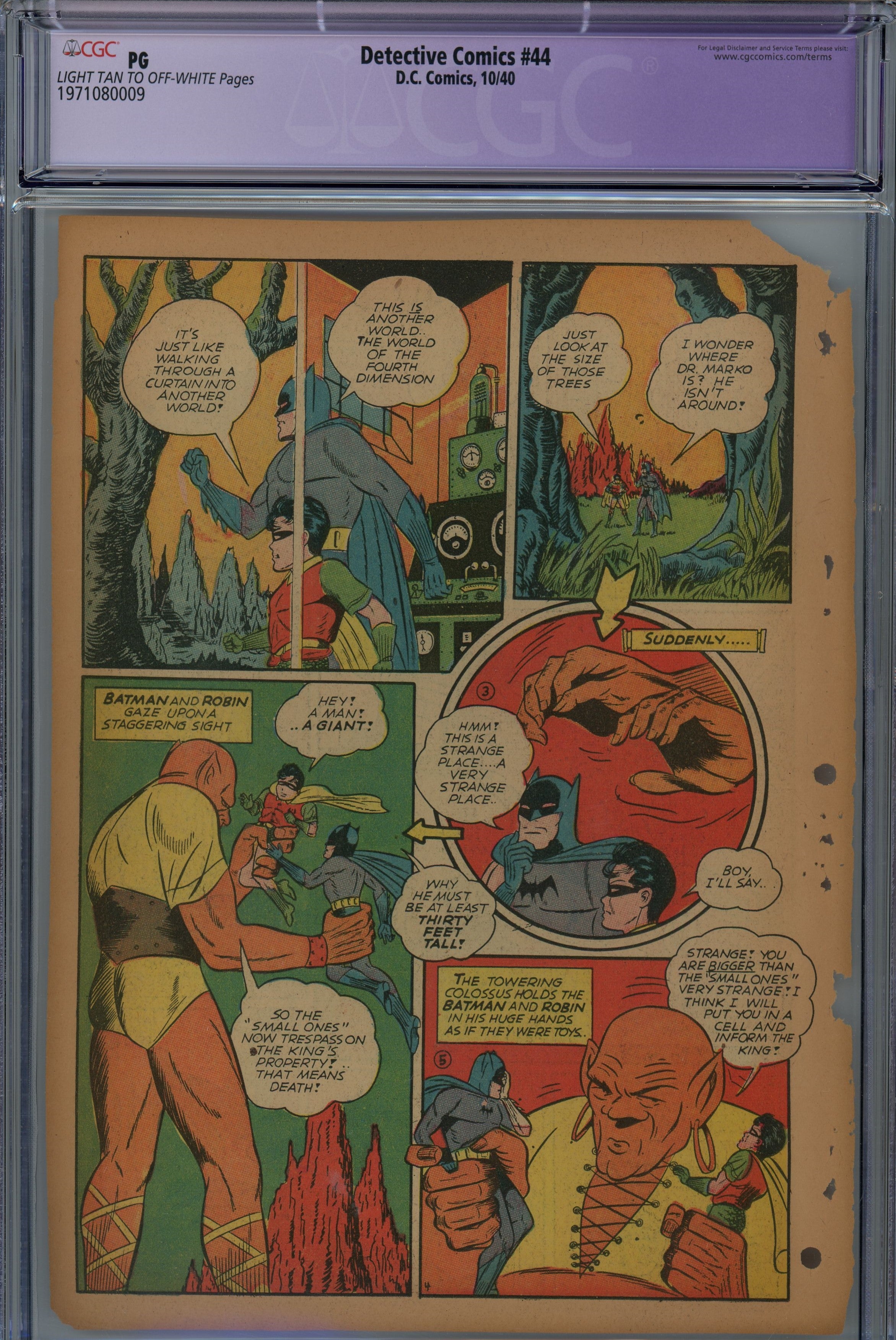 CGC PG 1940 Golden age Batman Detective comics Page 1-7 single pages