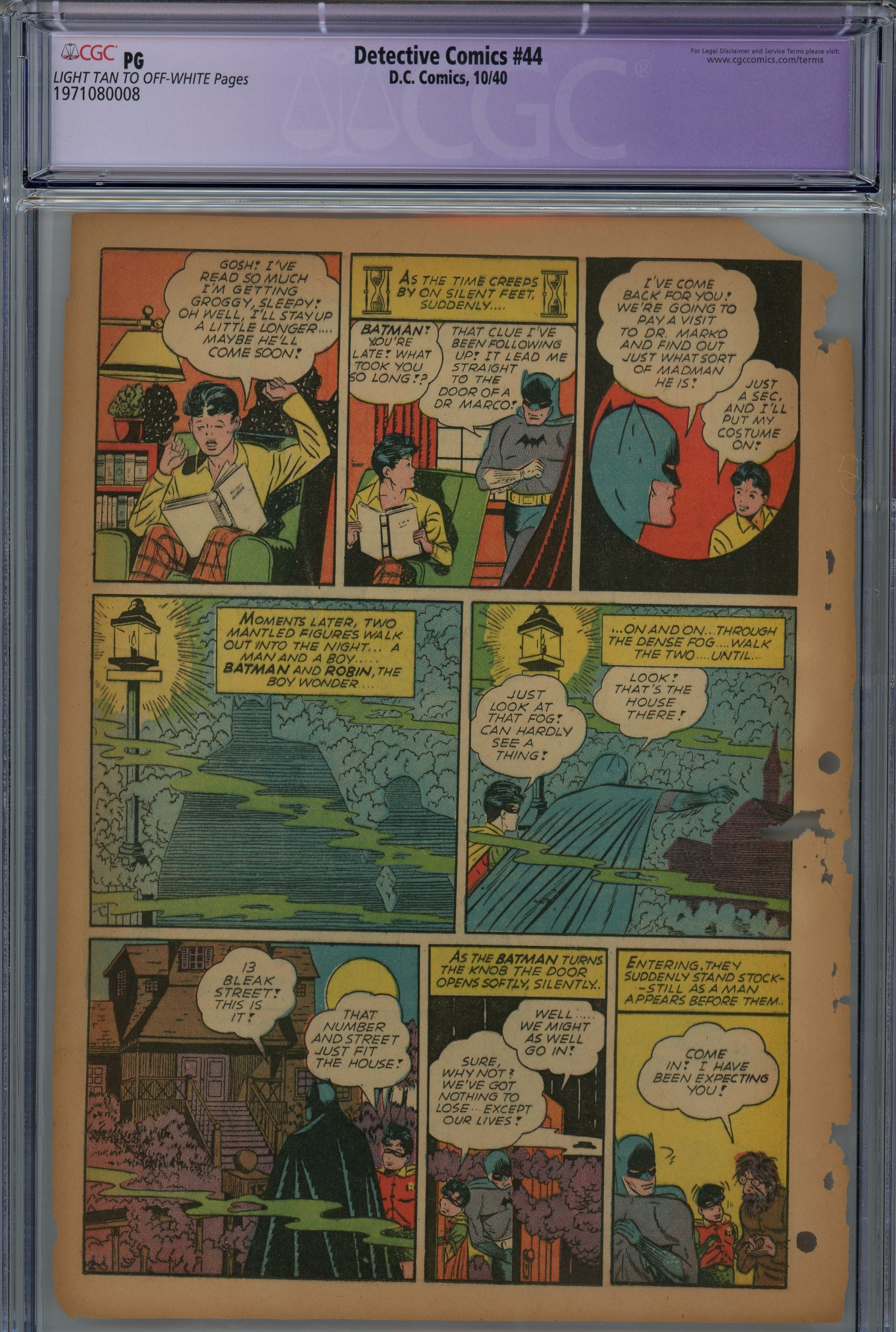 CGC PG 1940 Golden age Batman Detective comics Page 1-7 single pages