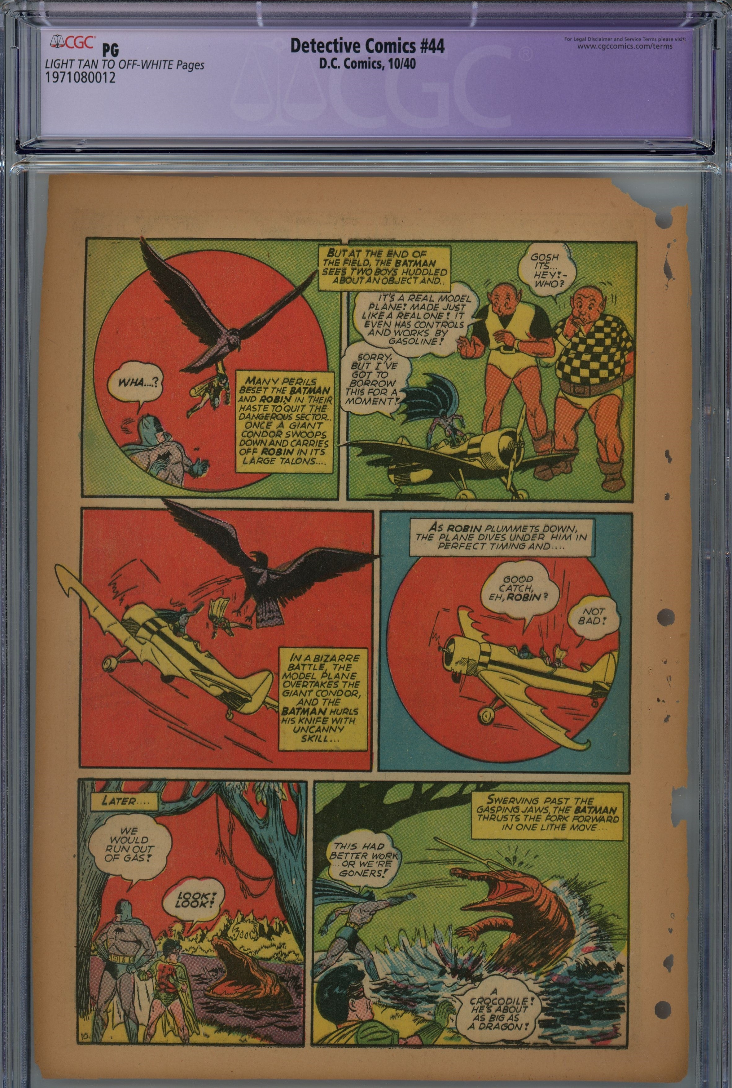 CGC PG 1940 Golden age Batman Detective comics Page 1-7 single pages