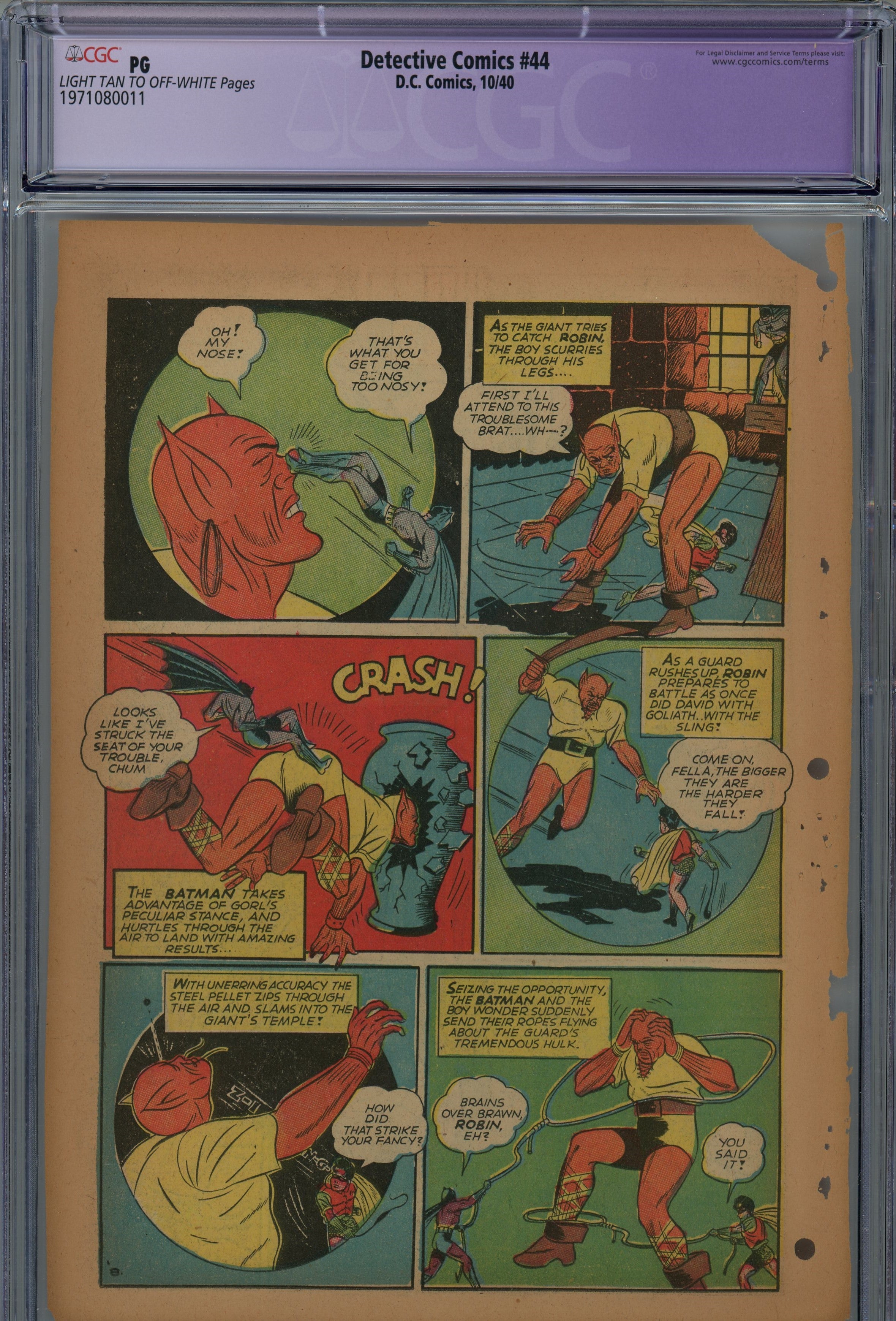 CGC PG 1940 Golden age Batman Detective comics Page 1-7 single pages