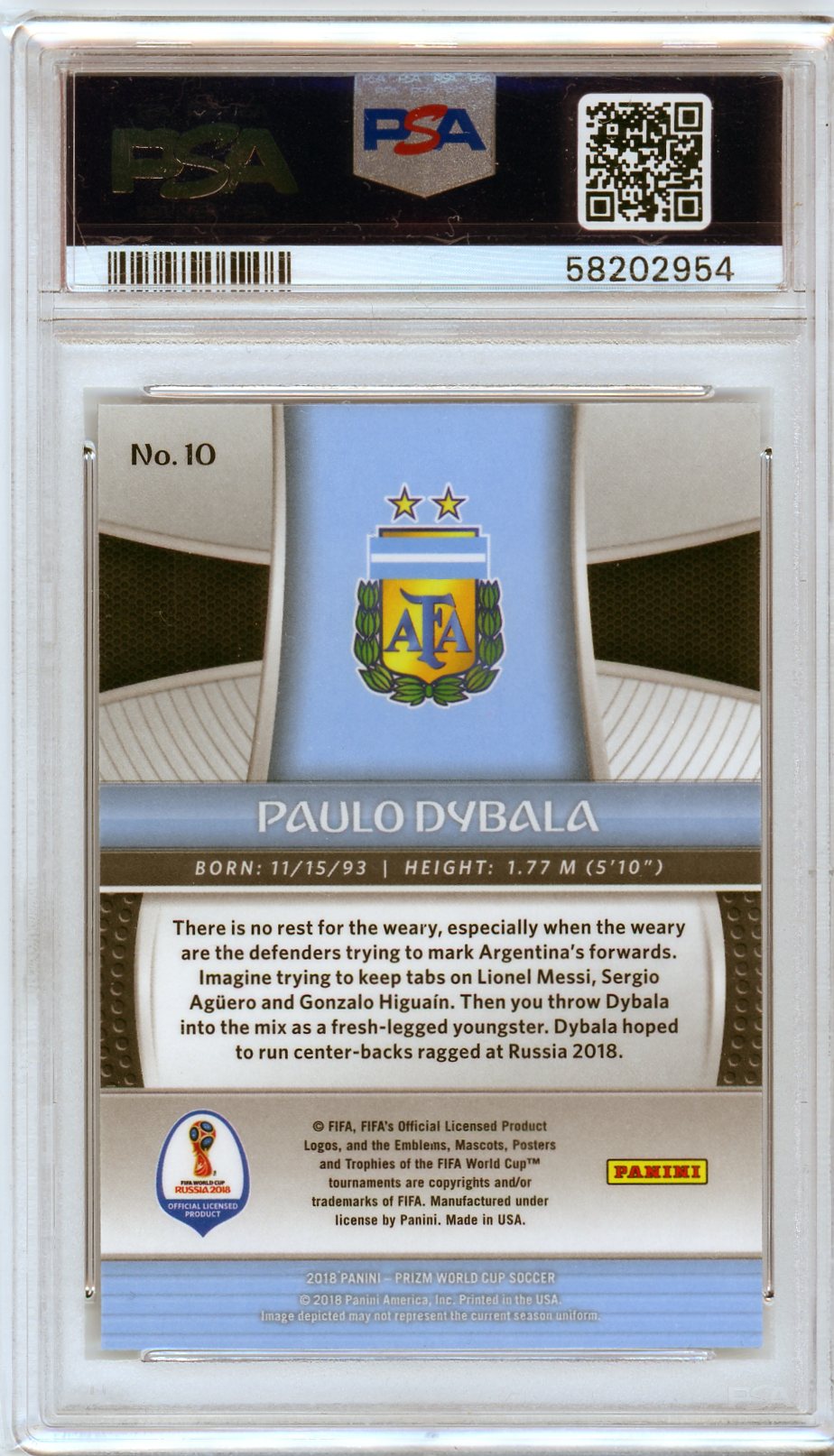 PSA 10 Paulo Dybala // 2018 Panini prizm world cup