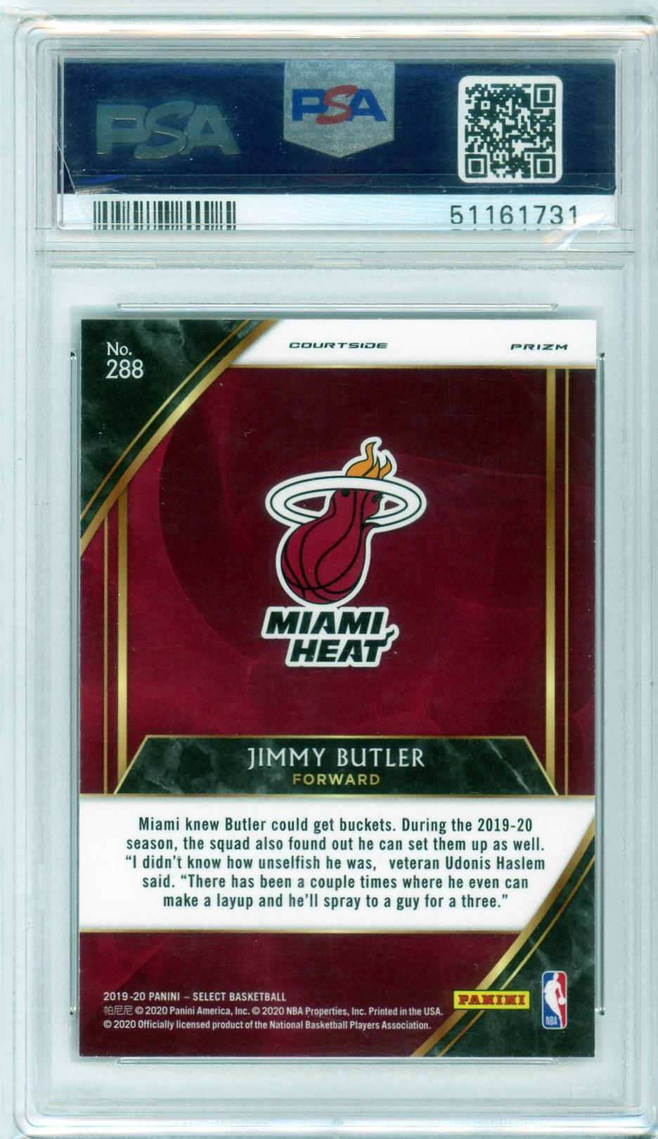 PSA 9 Jimmy Butler // 2019 Panini Select // Red Wave