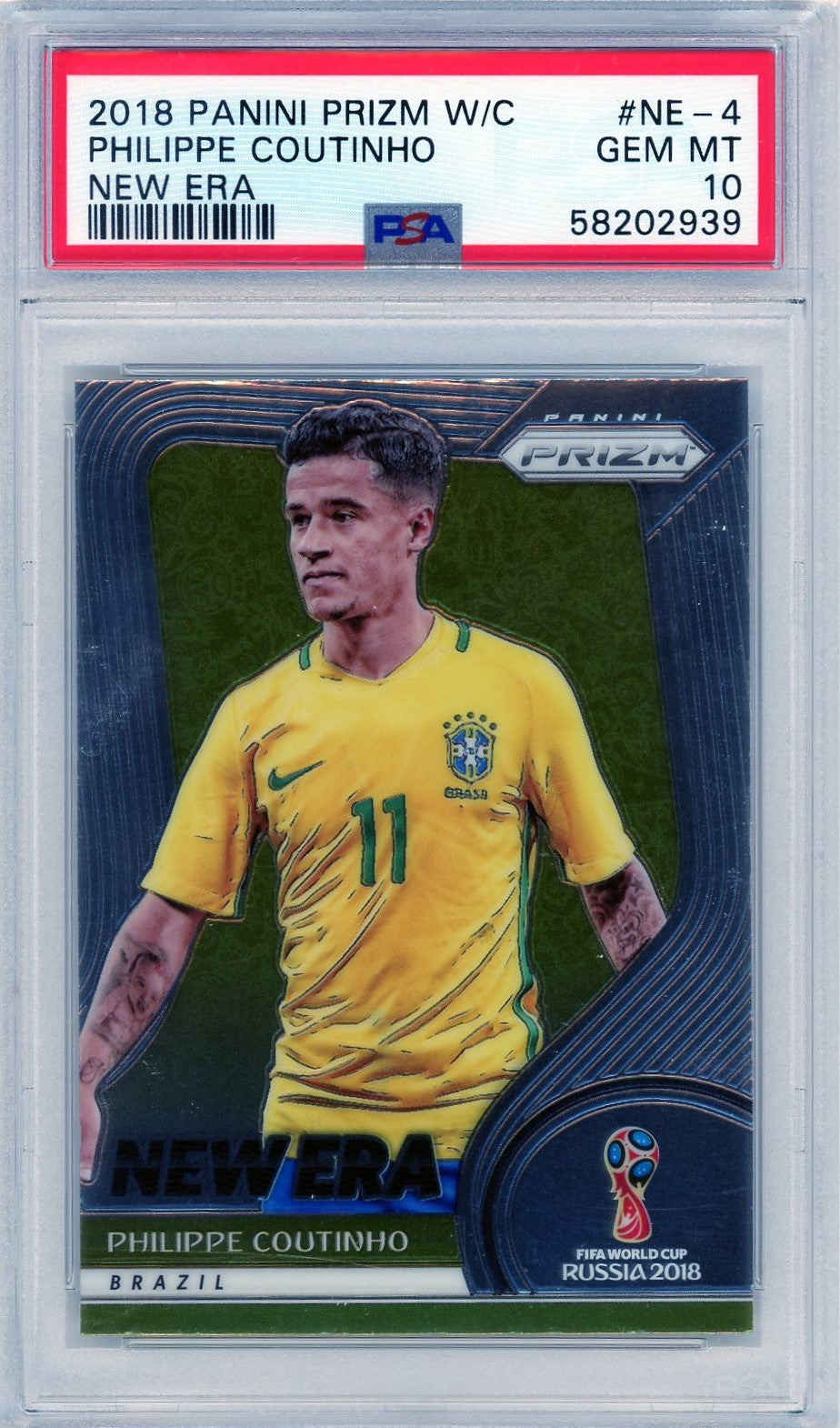 PSA 10 Philippe Coutinho // 2018 Panini prizm world cup // New era