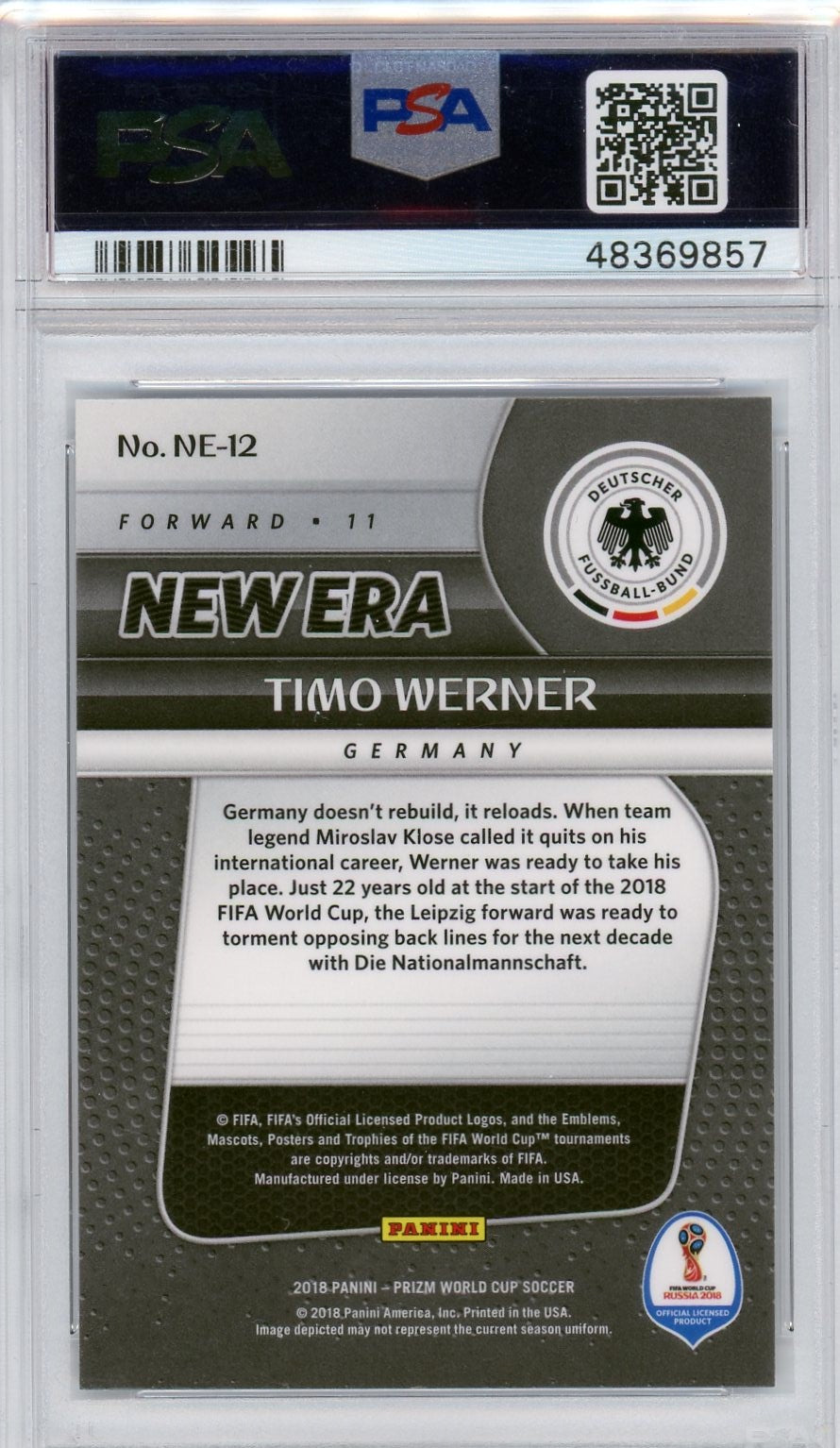 PSA 9 Timo Werner // New Era // 2018 Panini Prizm world cup Russia