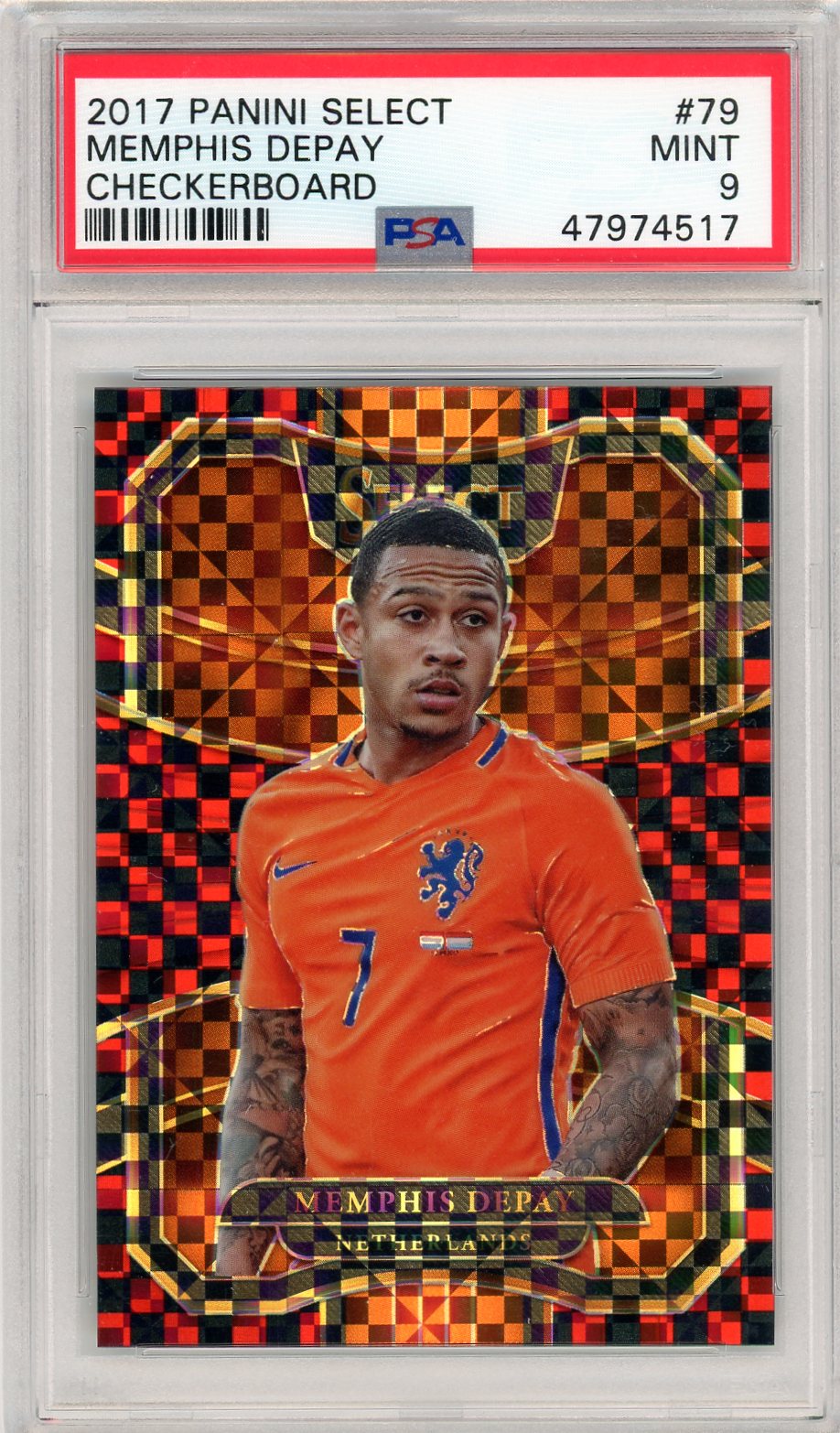 PSA 9 Memphis Depay // Checkerboard // 2017 Panini Select