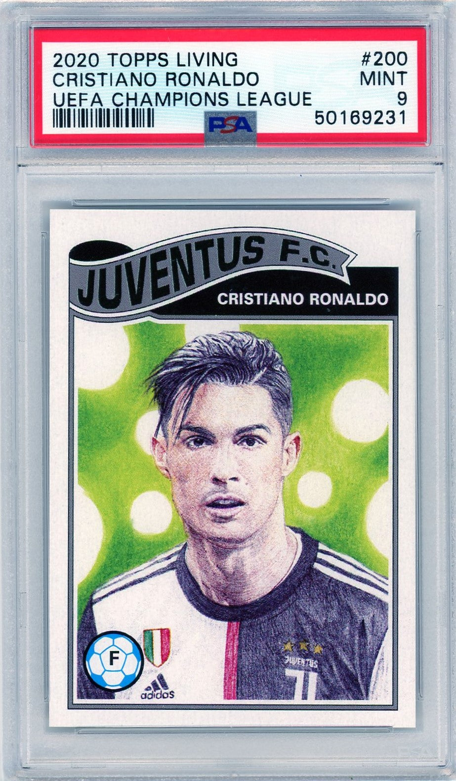 PSA 9 Christiano Ronaldo // Uefa Champtions League // 2020 Topps Living