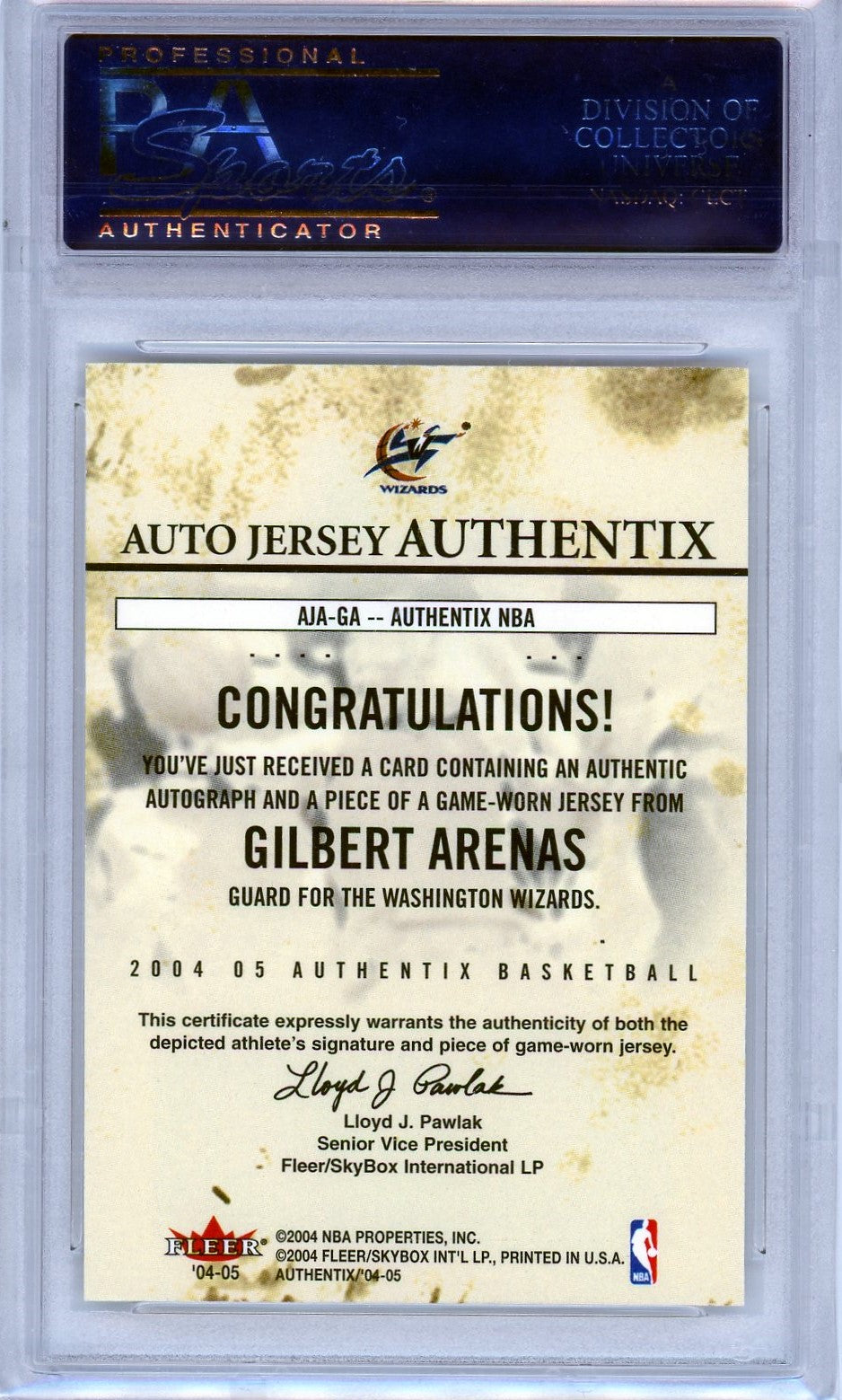 PSA Authentic Fleer Authentix Auto Jersey 2004 Corporate Achive