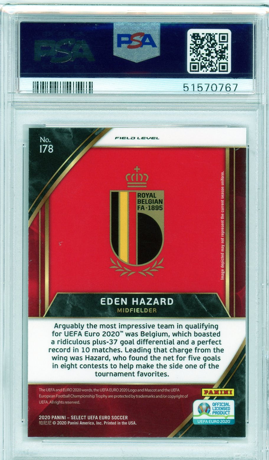 PSA 9 Eden Hazard // 2020 Select Uefa Euro #178