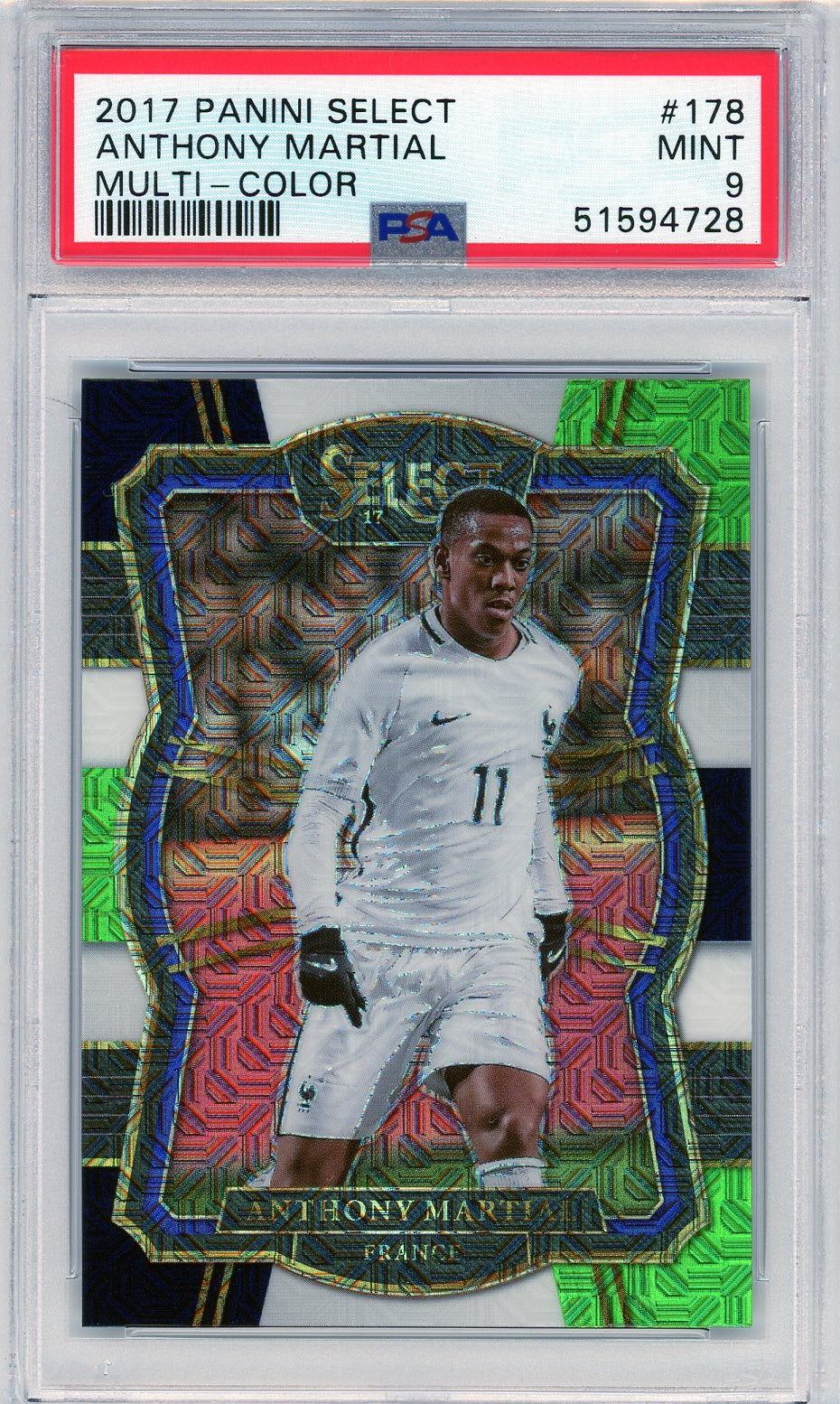 PSA 9 Anthony Martial // 2017 Panini Select // Multi-color #178 // France