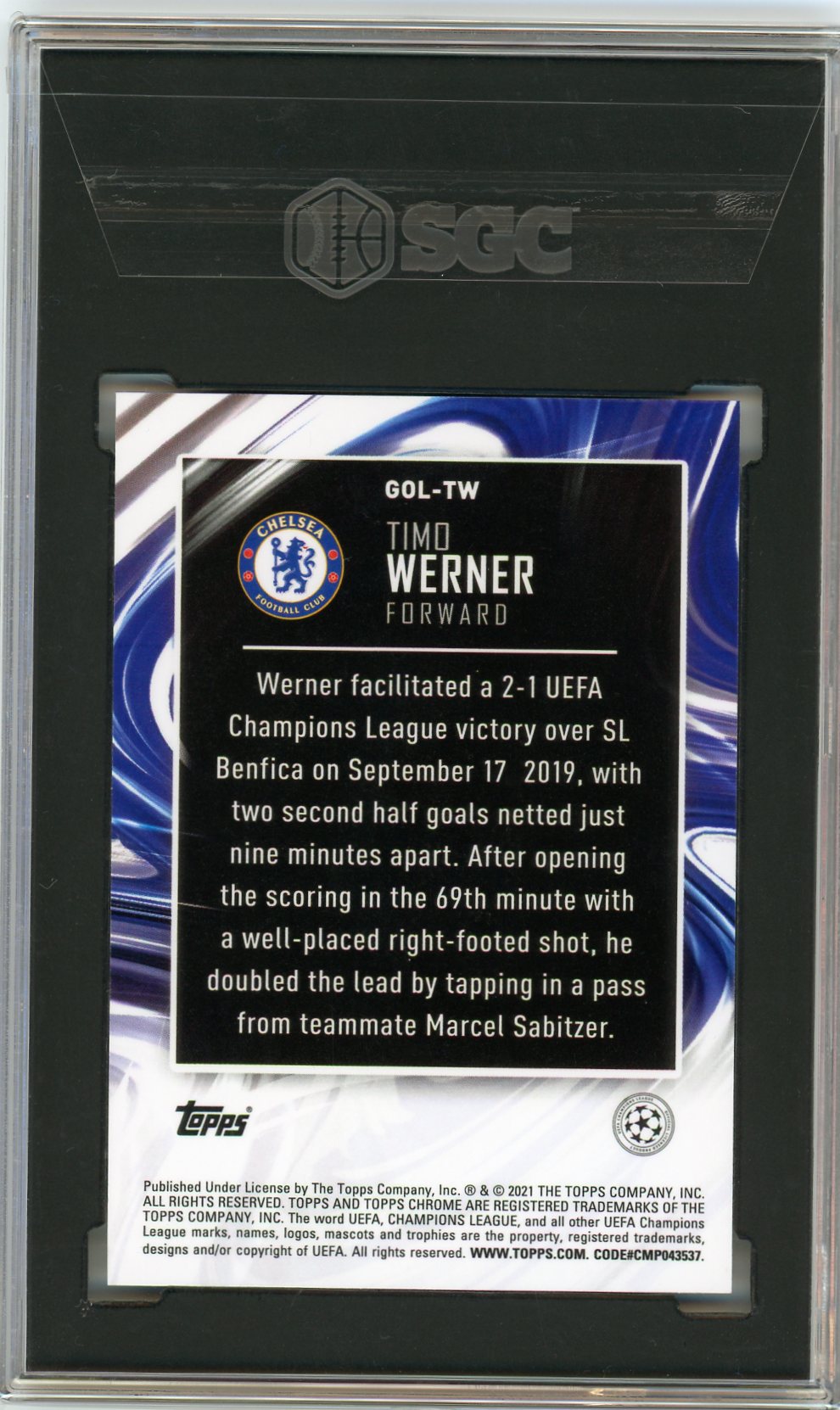 SGC 10 Timo Werner // 2020-2021 Topps Chrome UEFA // GOLAZO // Champions League